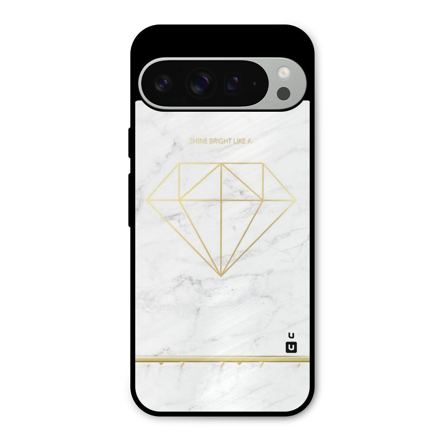 Bright Gold Diamond Metal Back Case for Google Pixel 9 Pro XL