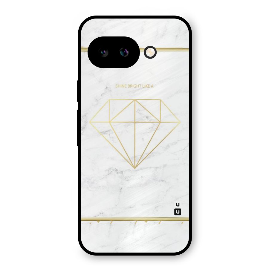 Bright Gold Diamond Metal Back Case for Google Pixel 9a