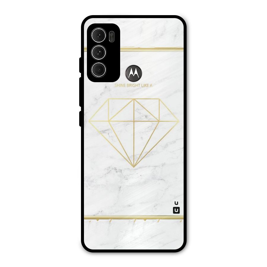 Bright Gold Diamond Metal Back Case for Moto G60