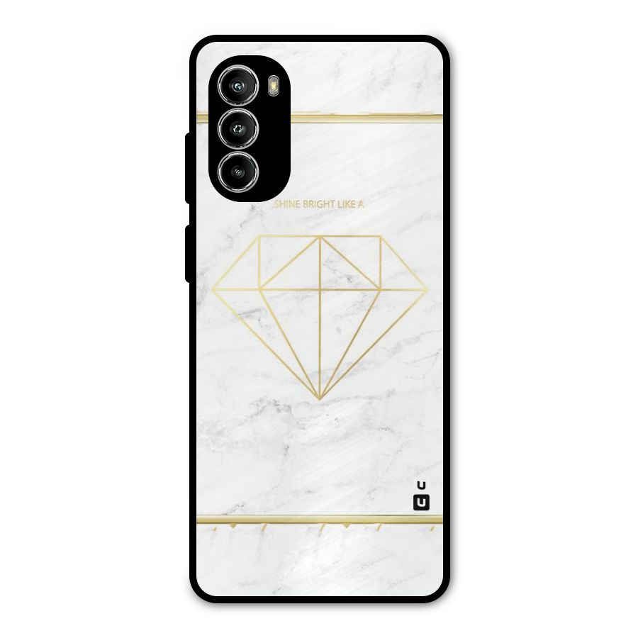 Bright Gold Diamond Metal Back Case for Moto G82