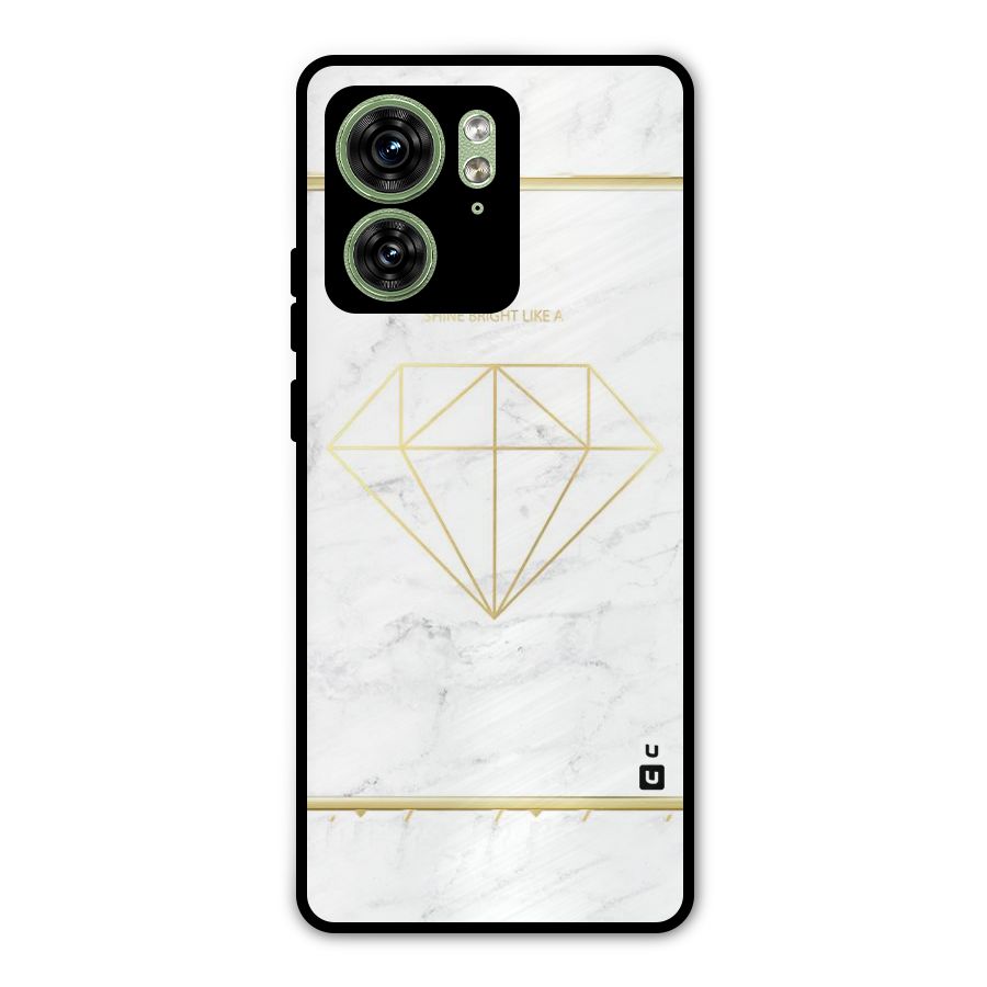 Bright Gold Diamond Metal Back Case for Motorola Edge 40 5G