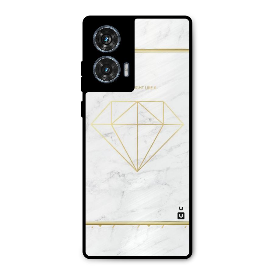 Bright Gold Diamond Metal Back Case for Motorola Edge 50 Fusion