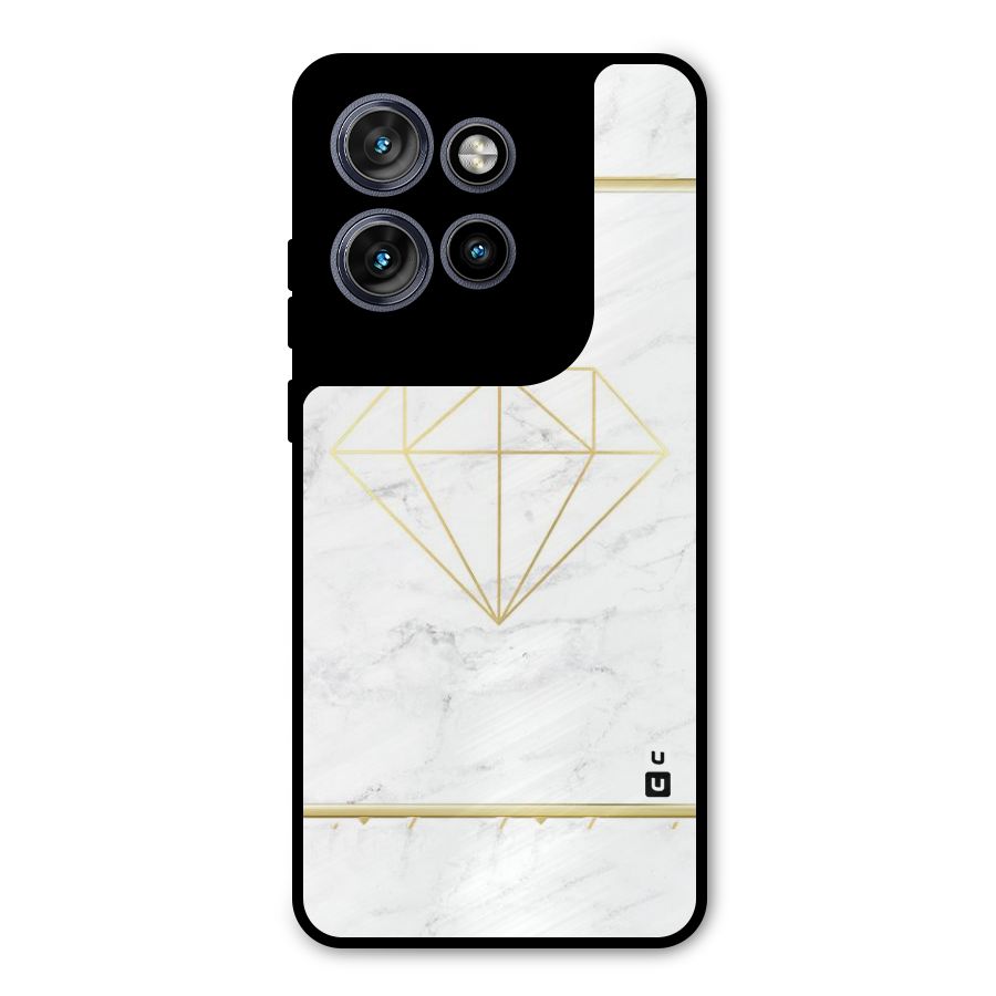 Bright Gold Diamond Metal Back Case for Motorola Edge 50 Neo