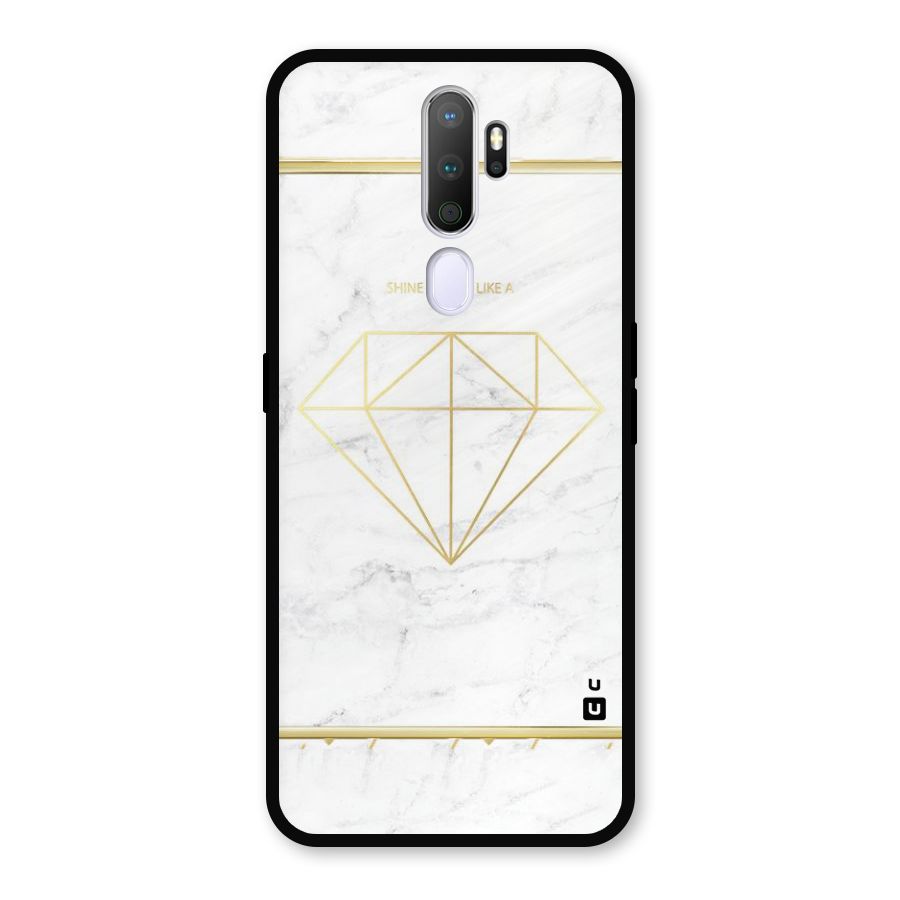 Bright Gold Diamond Metal Back Case for Oppo A5 (2020)