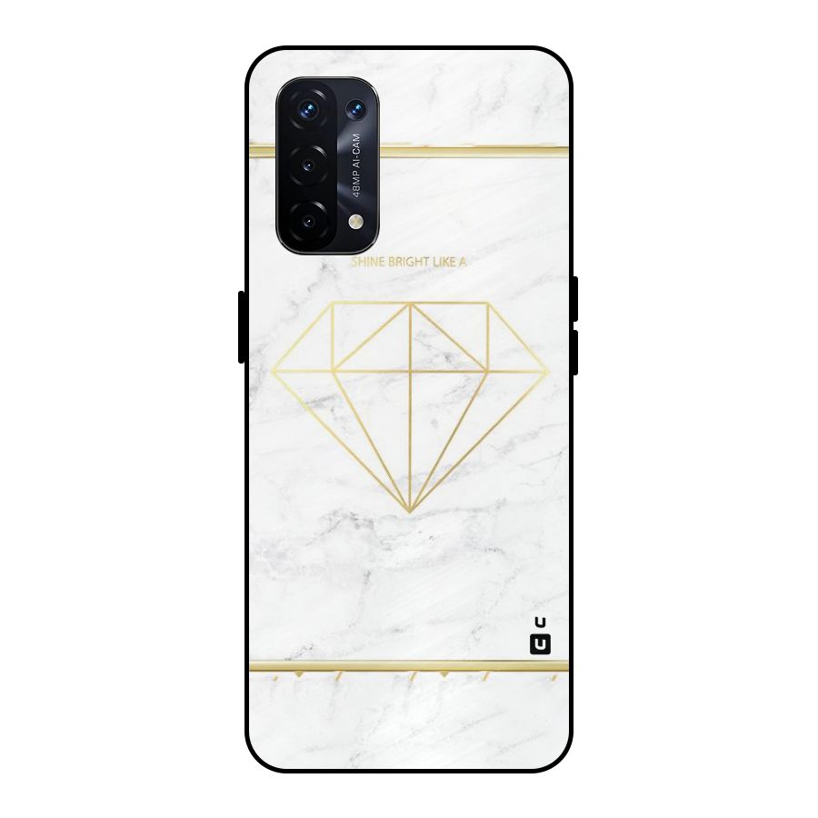 Bright Gold Diamond Metal Back Case for Oppo A74 5G