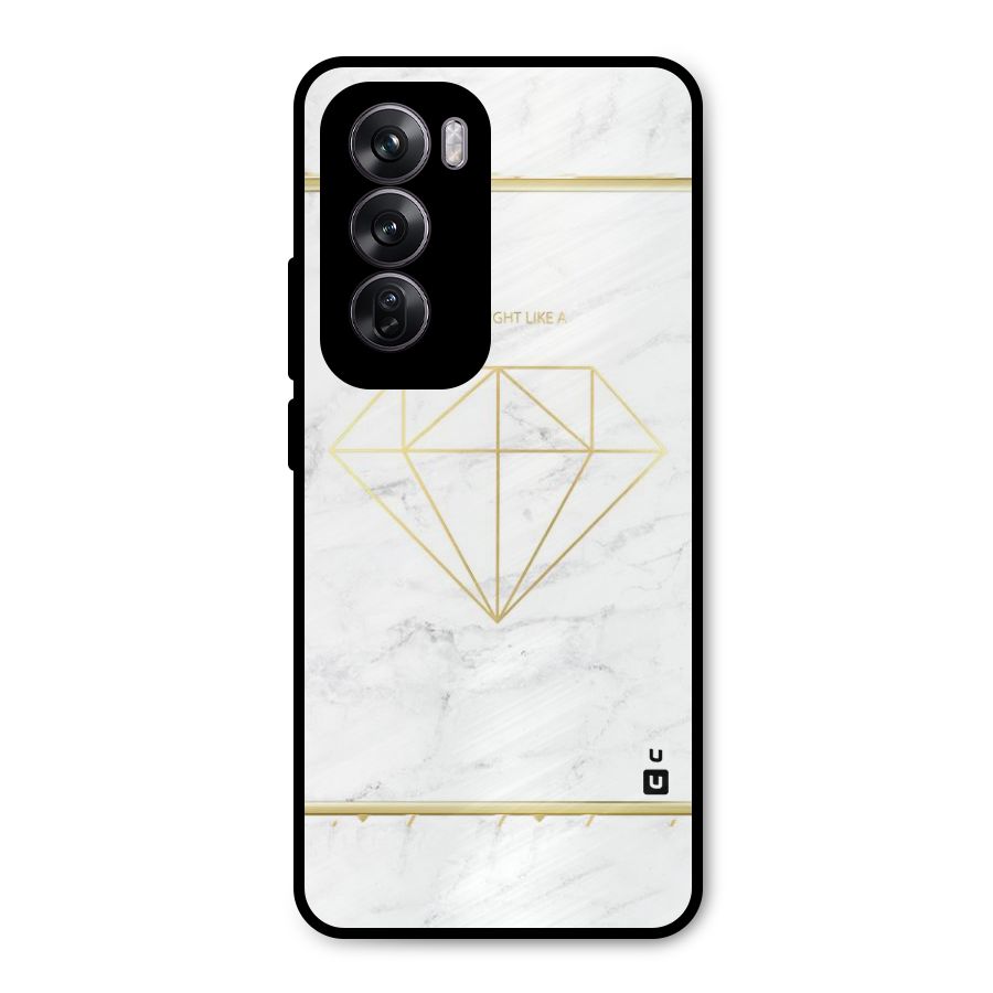 Bright Gold Diamond Metal Back Case for Oppo Reno12 Pro