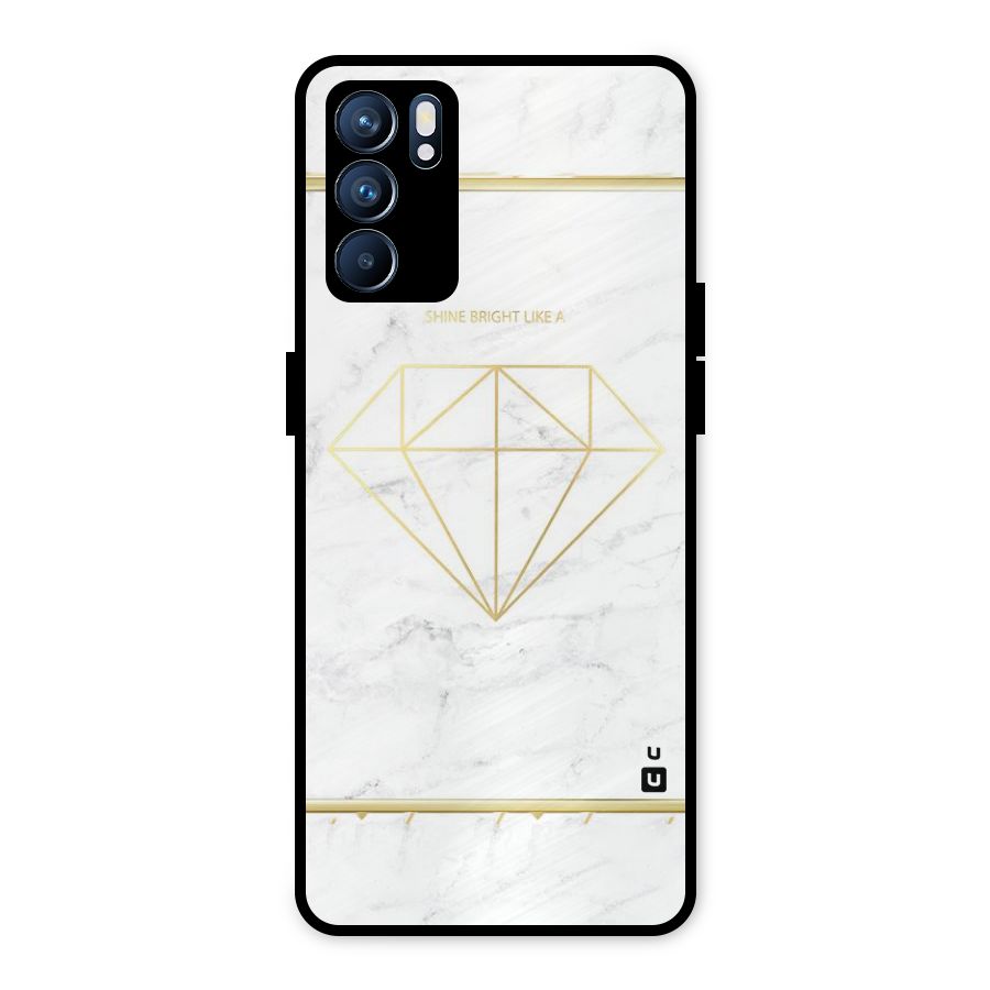 Bright Gold Diamond Metal Back Case for Oppo Reno6 5G