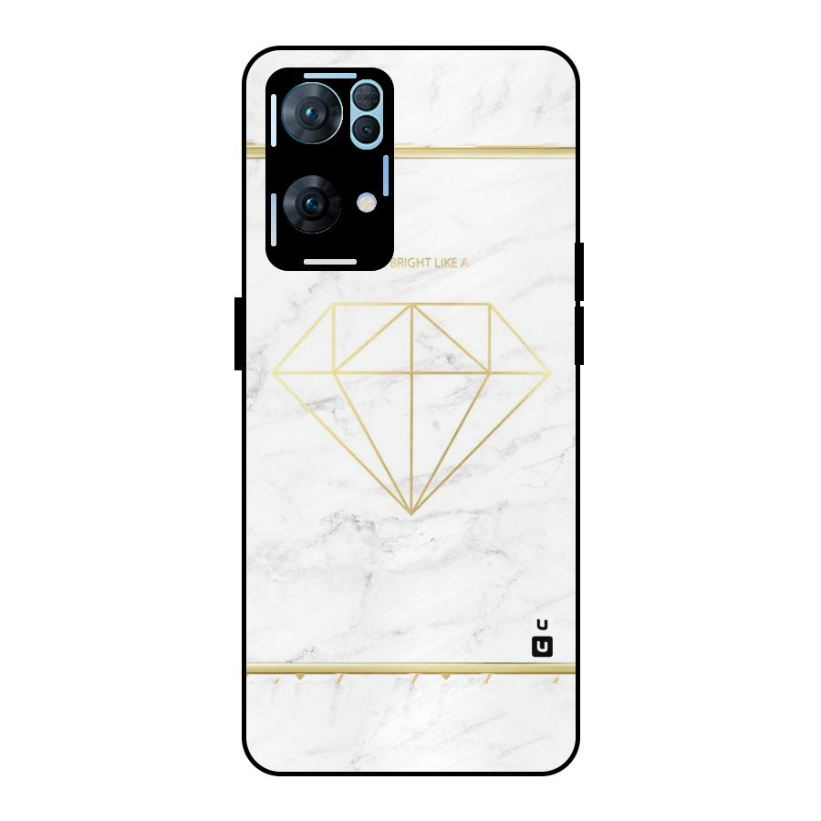 Bright Gold Diamond Metal Back Case for Oppo Reno7 Pro 5G