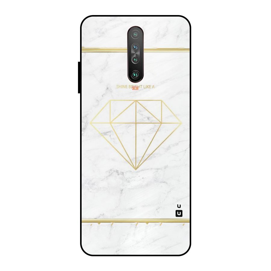 Bright Gold Diamond Metal Back Case for Poco X2