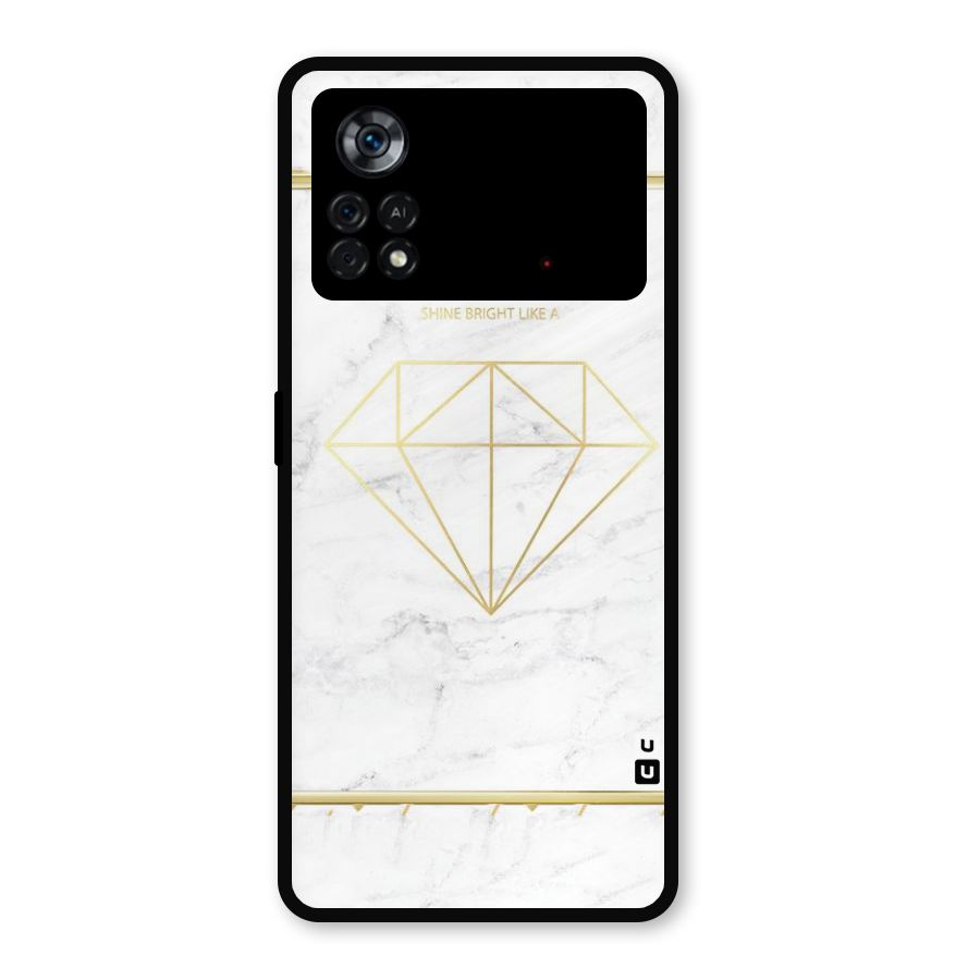 Bright Gold Diamond Metal Back Case for Poco X4 Pro 5G