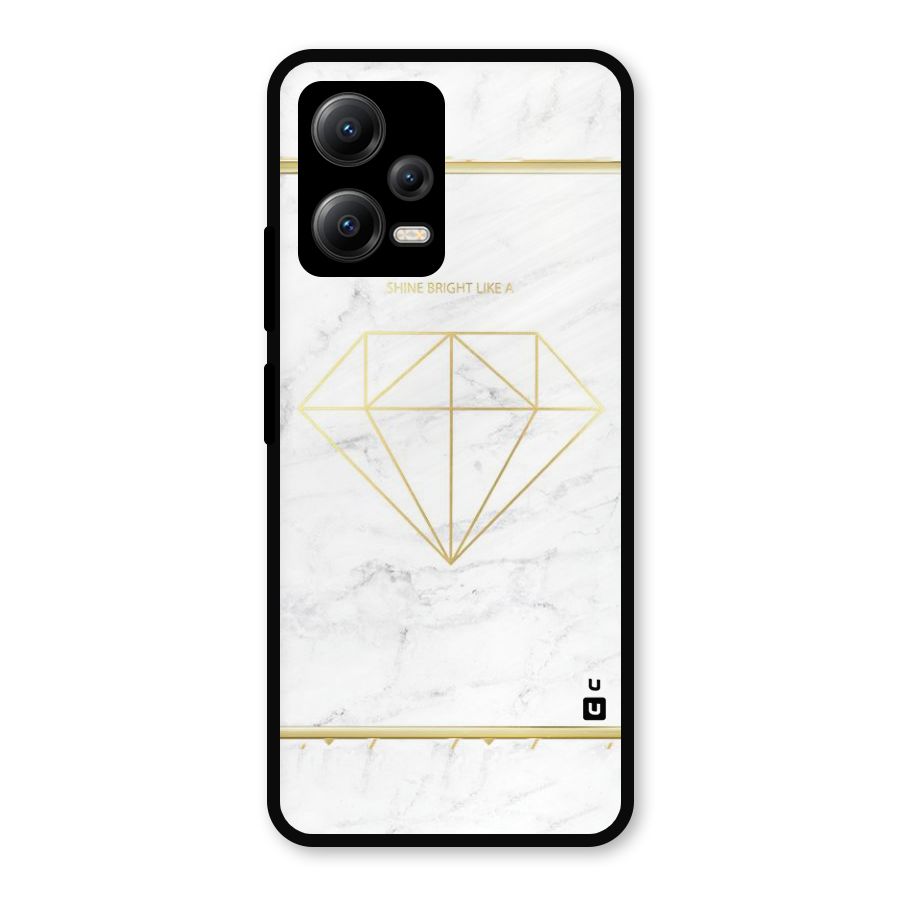 Bright Gold Diamond Metal Back Case for Redmi Note 12 5G