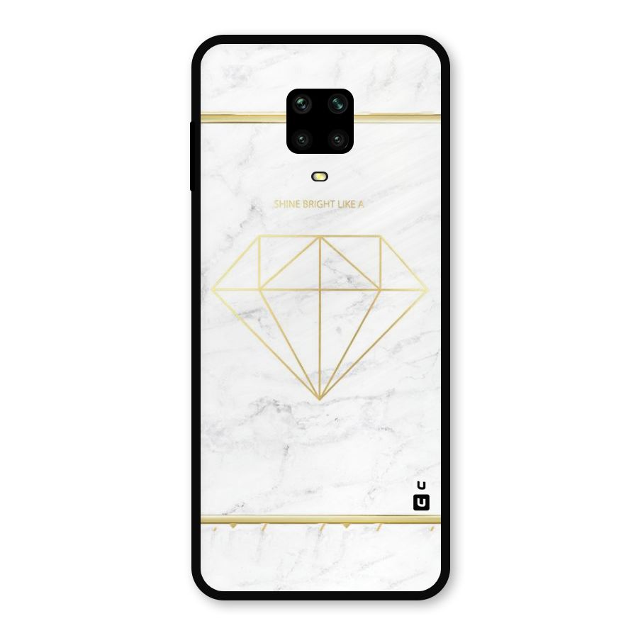 Bright Gold Diamond Metal Back Case for Redmi Note 9 Pro