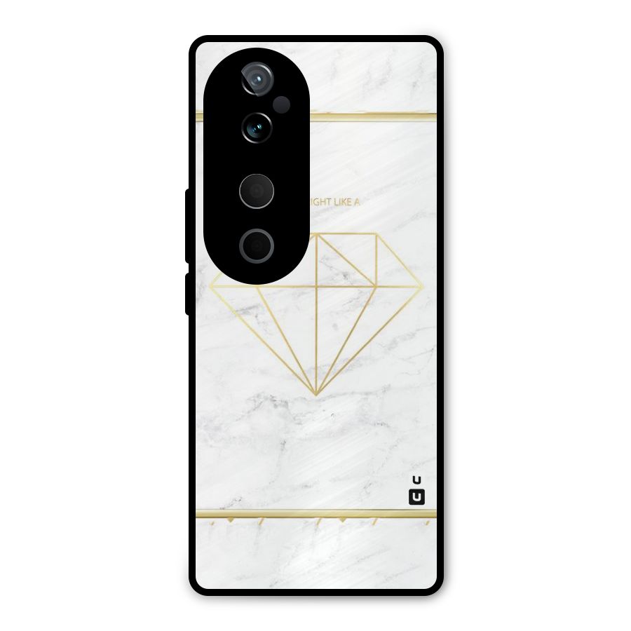 Bright Gold Diamond Metal Back Case for Vivo T3 Ultra