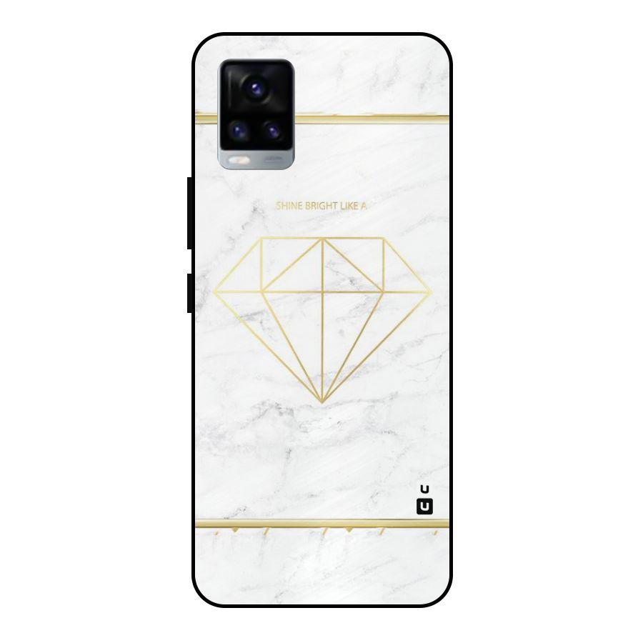 Bright Gold Diamond Metal Back Case for Vivo V20 2021
