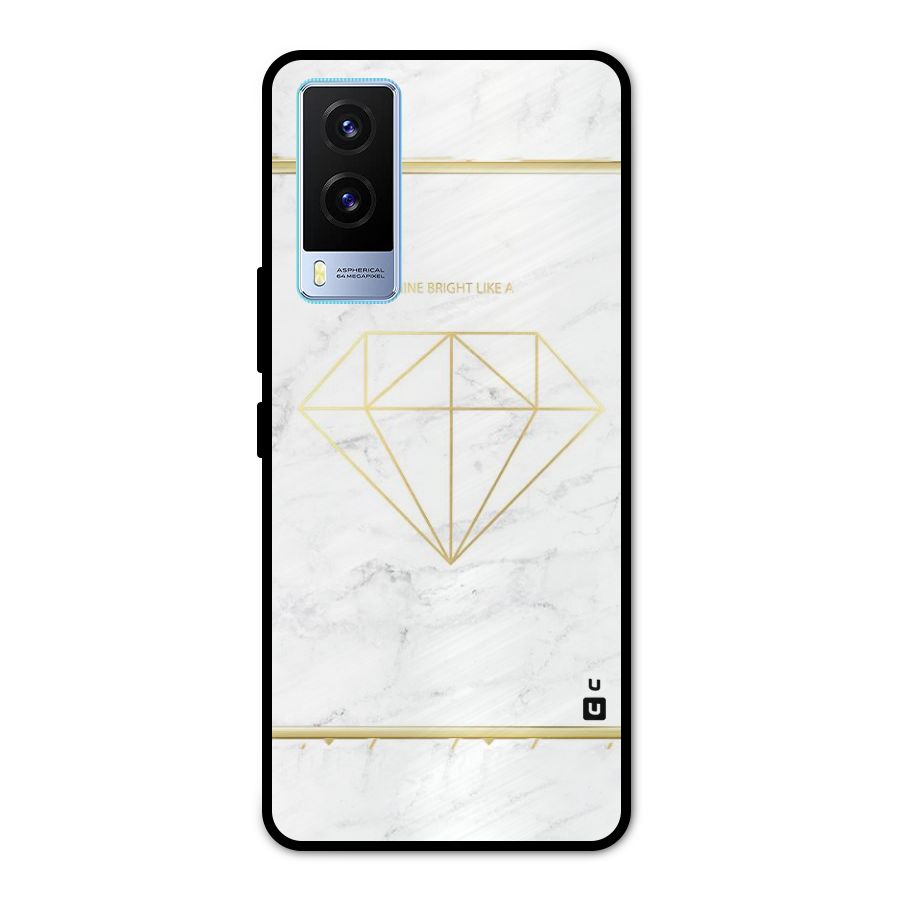 Bright Gold Diamond Metal Back Case for Vivo V21e 5G