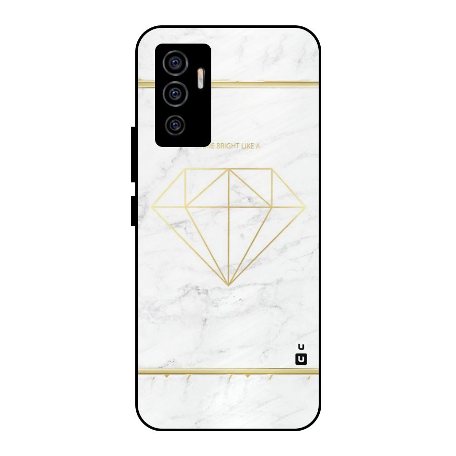 Bright Gold Diamond Metal Back Case for Vivo V23e
