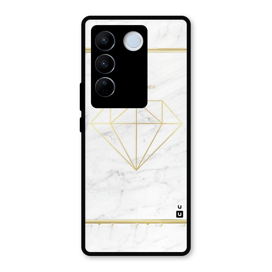 Bright Gold Diamond Metal Back Case for Vivo V27 Pro