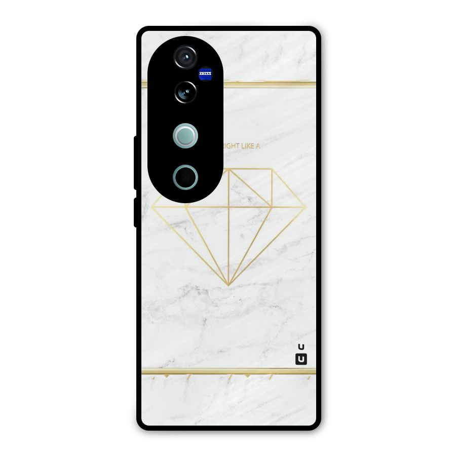 Bright Gold Diamond Metal Back Case for Vivo V40 Pro