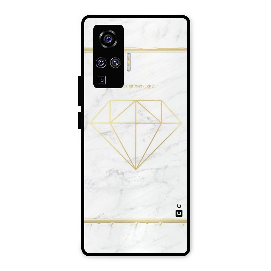 Bright Gold Diamond Metal Back Case for Vivo X50 Pro