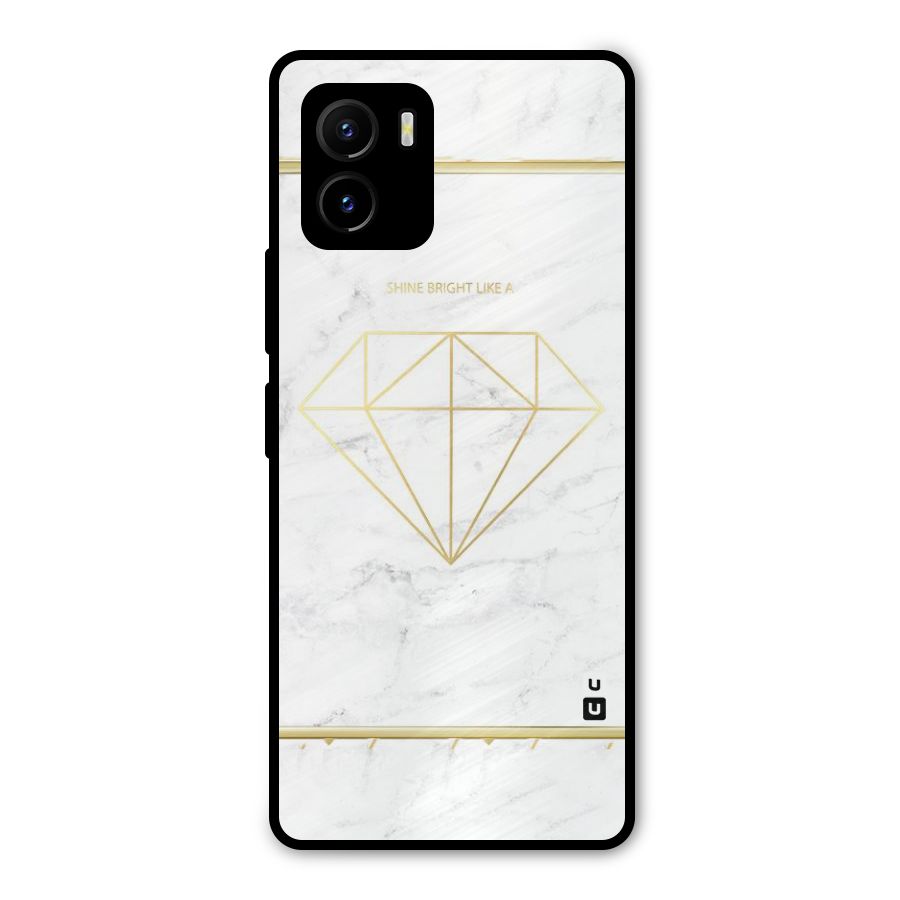 Bright Gold Diamond Metal Back Case for Vivo Y15s