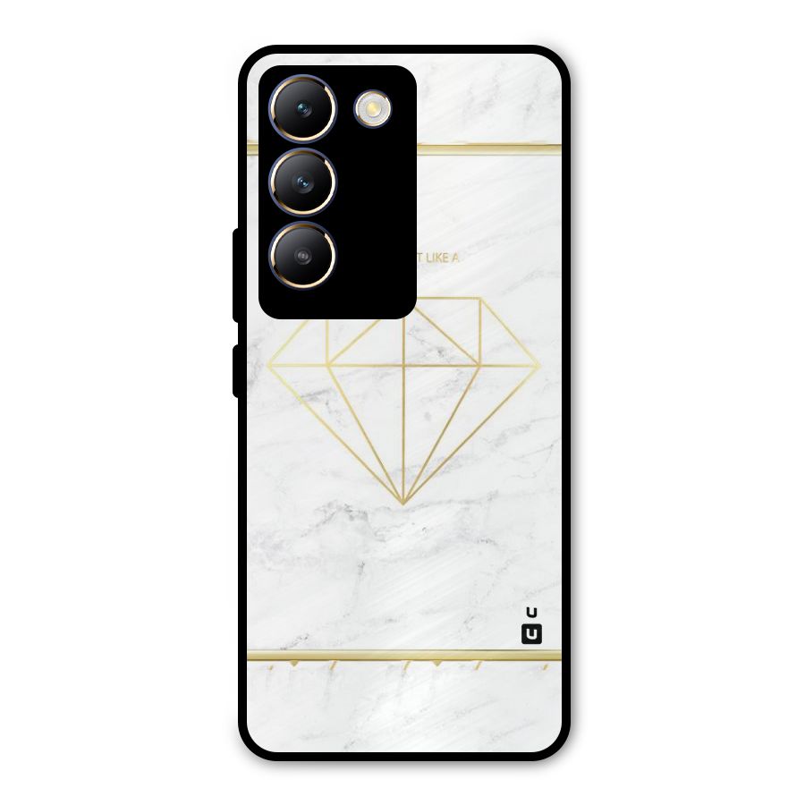 Bright Gold Diamond Metal Back Case for Vivo Y200e