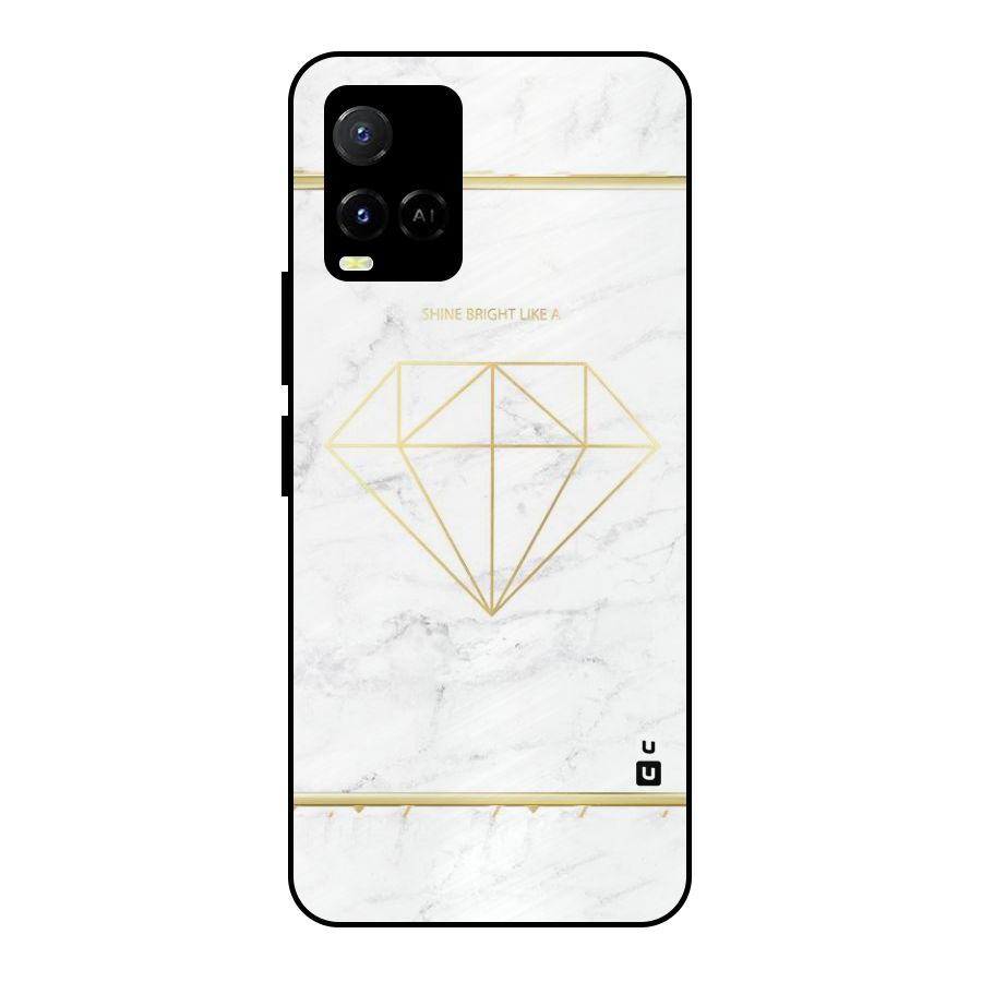 Bright Gold Diamond Metal Back Case for Vivo Y33s