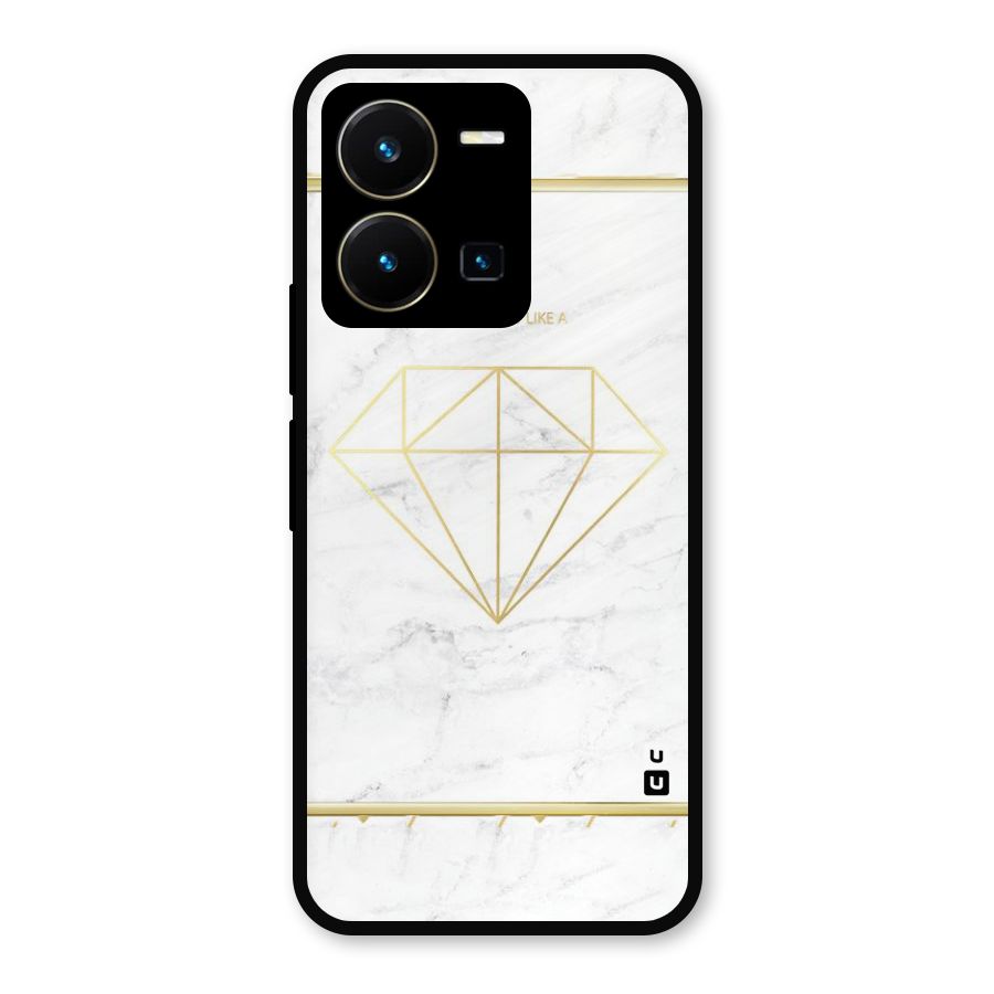 Bright Gold Diamond Metal Back Case for Vivo Y35