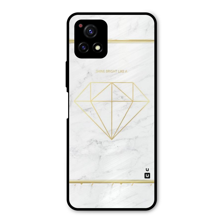 Bright Gold Diamond Metal Back Case for Vivo Y72 5G