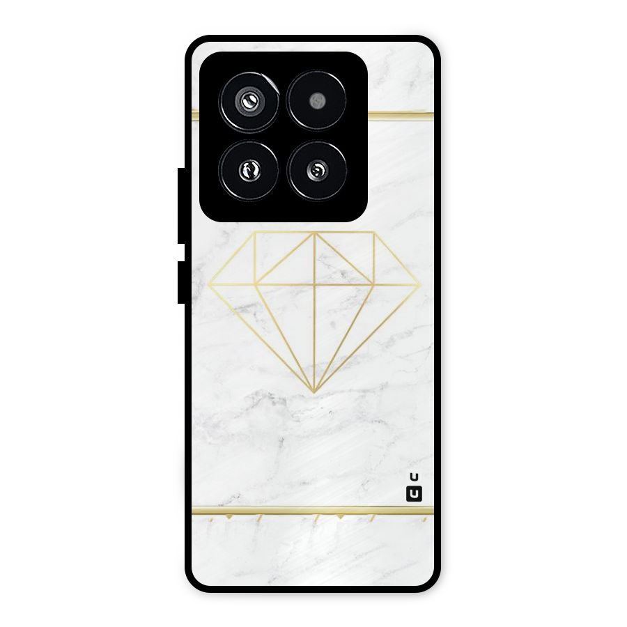 Bright Gold Diamond Metal Back Case for Xiaomi 14 Pro