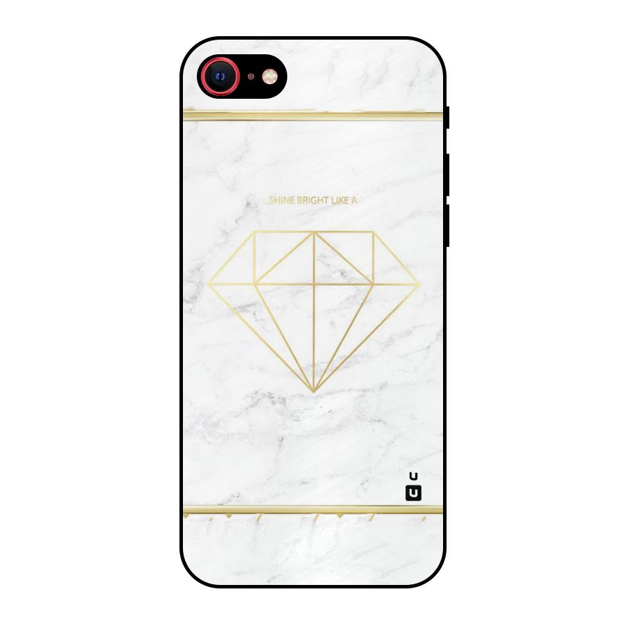 Bright Gold Diamond Metal Back Case for iPhone 7