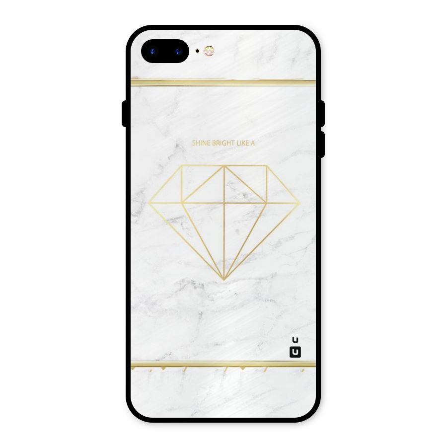 Bright Gold Diamond Metal Back Case for iPhone 8 Plus