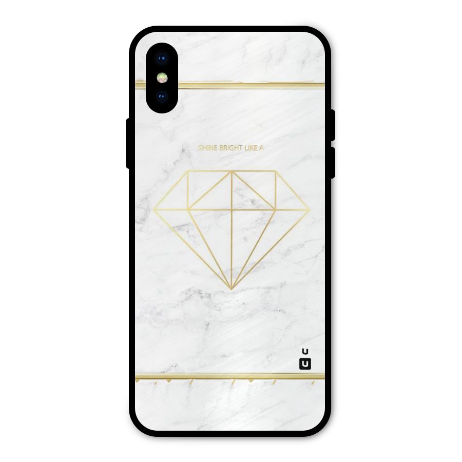 Bright Gold Diamond Metal Back Case for iPhone XS