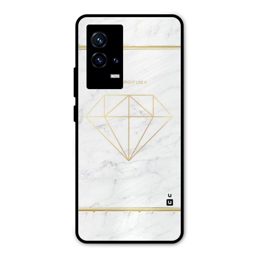 Bright Gold Diamond Metal Back Case for iQOO 9 5G