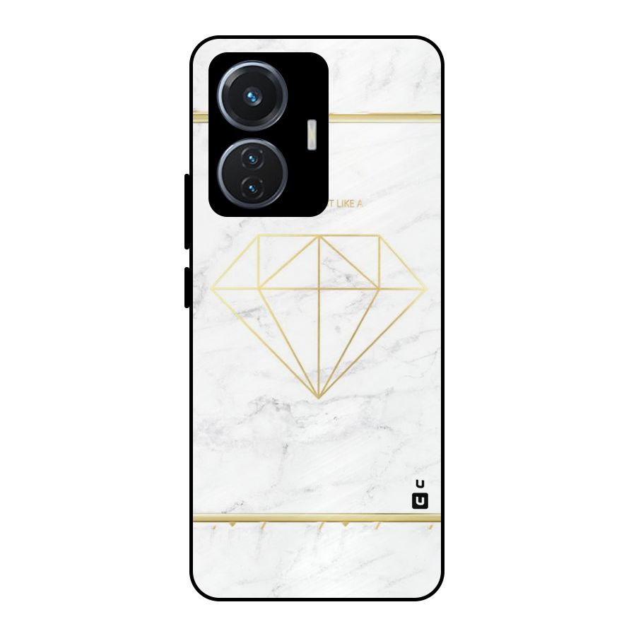 Bright Gold Diamond Metal Back Case for iQOO Z6 44W