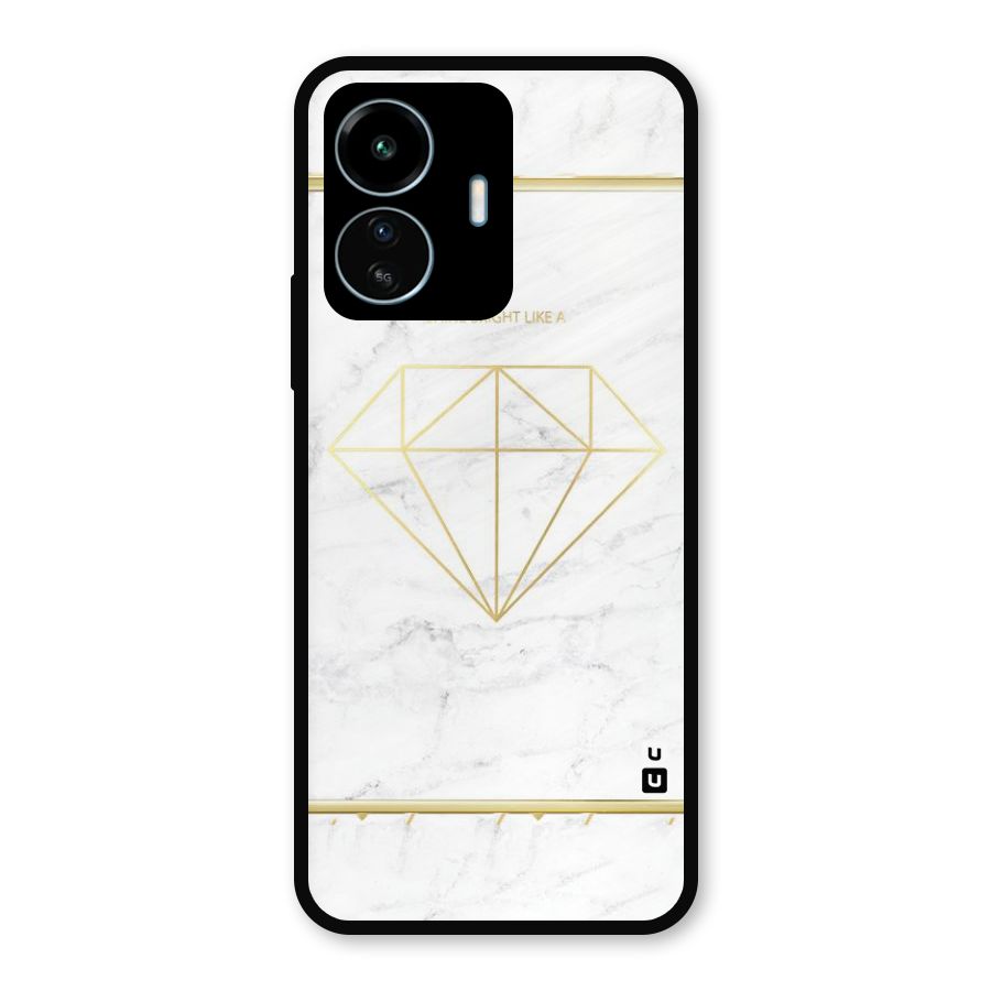 Bright Gold Diamond Metal Back Case for vivo iQOO Z6 Lite 5G