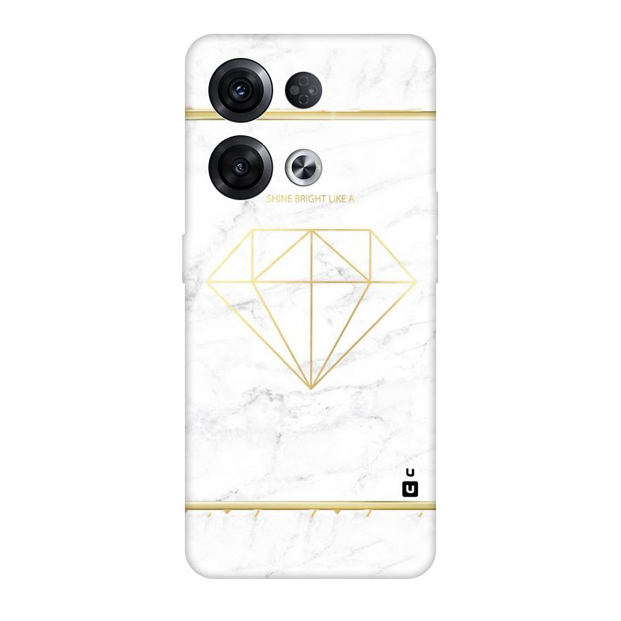 Bright Gold Diamond Original Polycarbonate Back Case for Oppo Reno8 Pro 5G