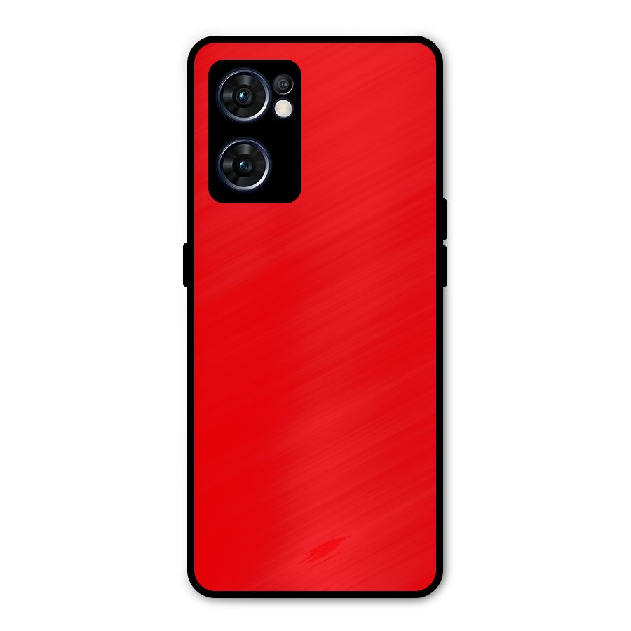 Bright Red Metal Back Case for Oppo Reno7 5G