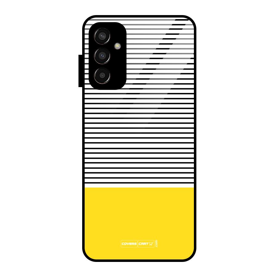 Bright Yellow Stripes Glass Back Case for Galaxy F13