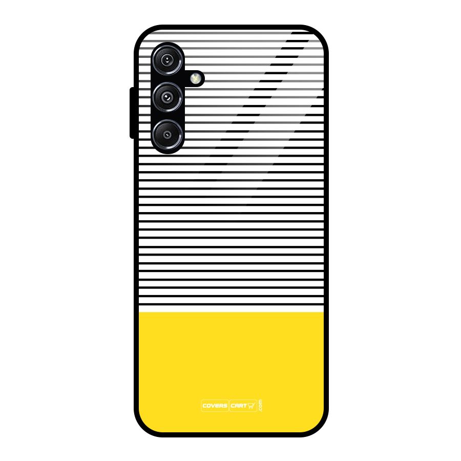 Bright Yellow Stripes Glass Back Case for Galaxy M34 5G