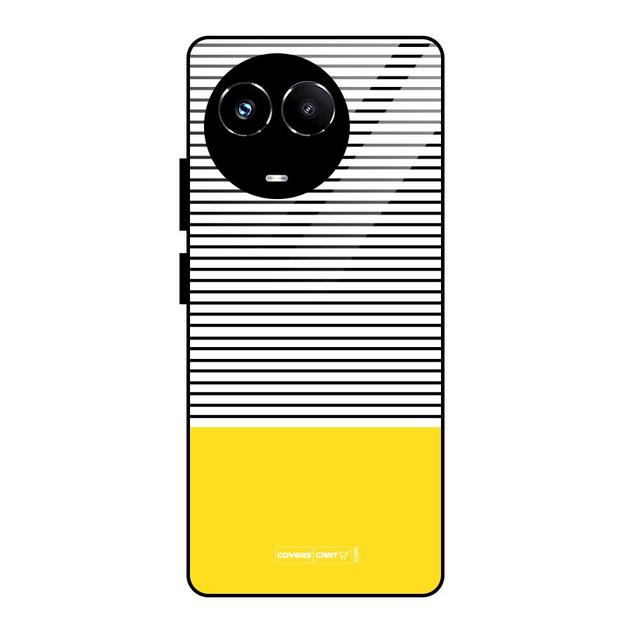 Bright Yellow Stripes Glass Back Case for Realme Narzo 60X