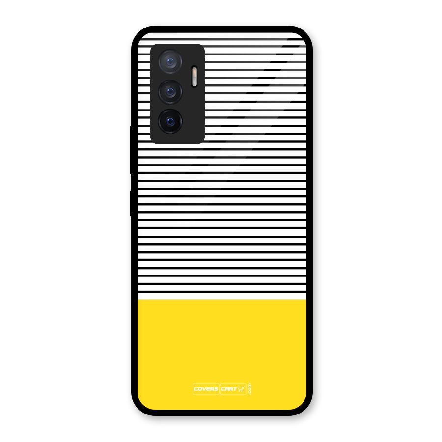 Bright Yellow Stripes Glass Back Case for Vivo V23e