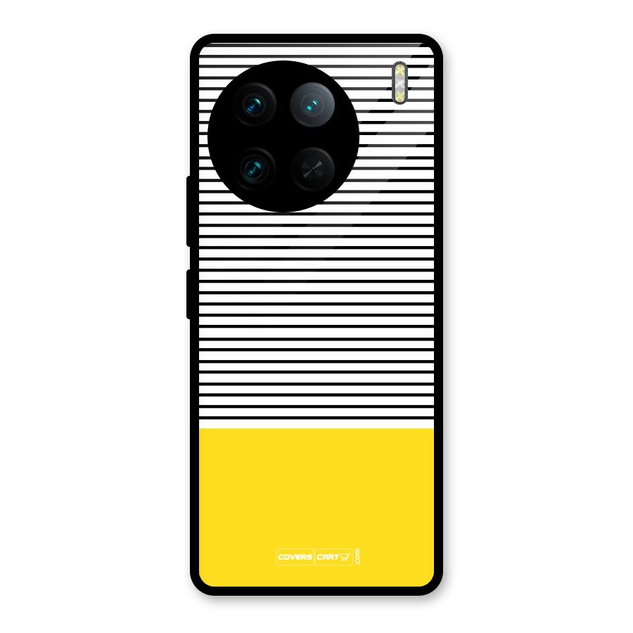 Bright Yellow Stripes Glass Back Case for Vivo X90 Pro