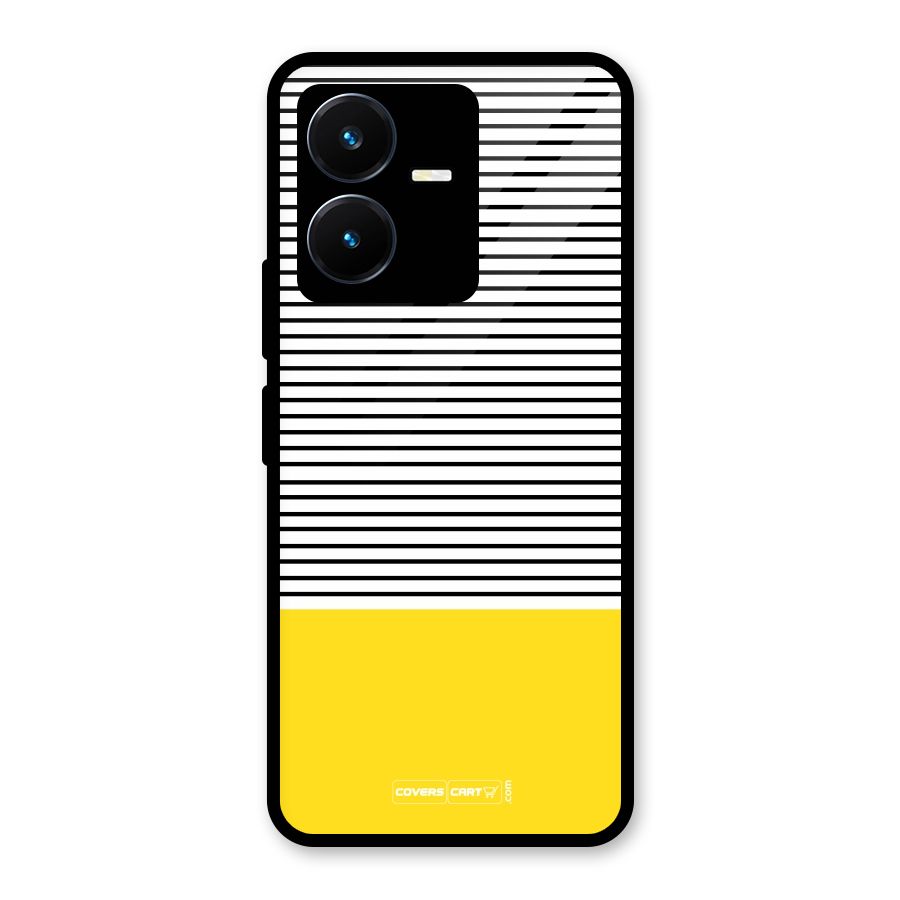 Bright Yellow Stripes Glass Back Case for Vivo Y22s