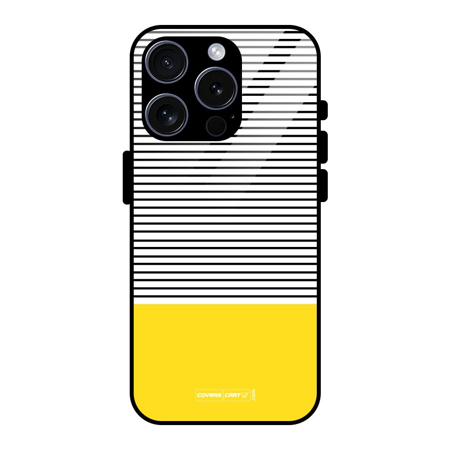 Bright Yellow Stripes Glass Back Case for iPhone 15 Pro