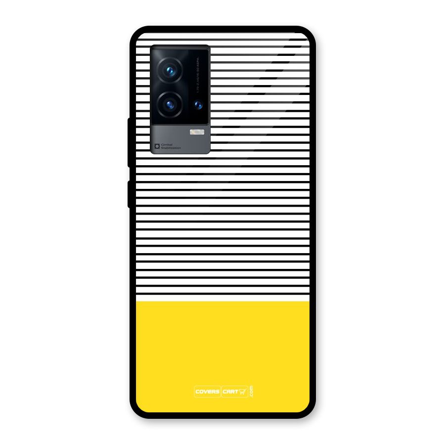 Bright Yellow Stripes Glass Back Case for iQOO 9 5G