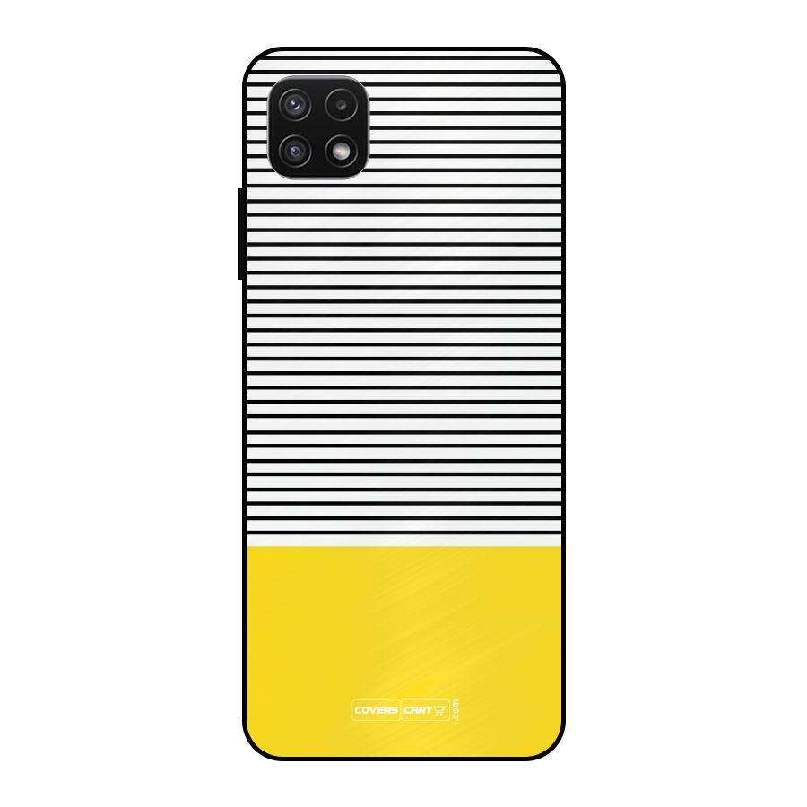 Bright Yellow Stripes Metal Back Case for Galaxy A22 5G