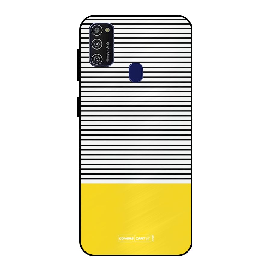 Bright Yellow Stripes Metal Back Case for Galaxy M21