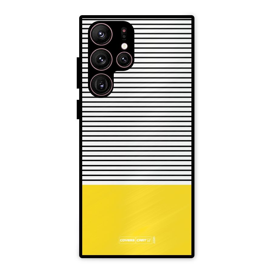 Bright Yellow Stripes Metal Back Case for Galaxy S22 Ultra 5G