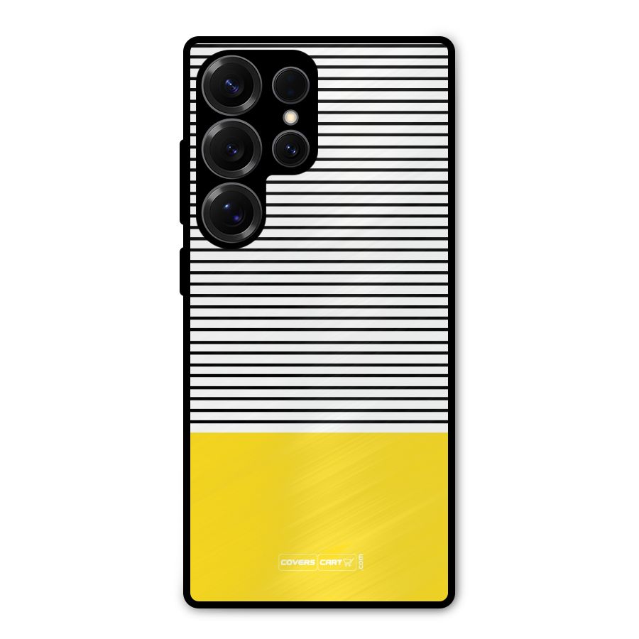 Bright Yellow Stripes Metal Back Case for Galaxy S25 Ultra