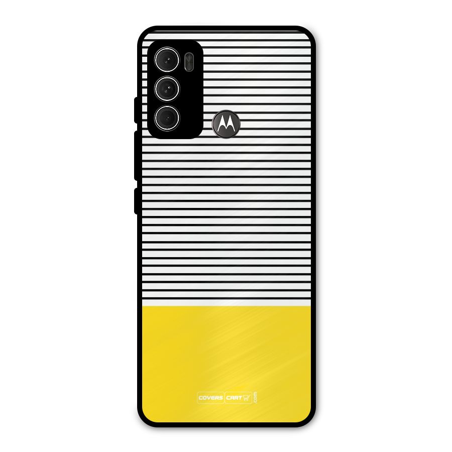 Bright Yellow Stripes Metal Back Case for Moto G60